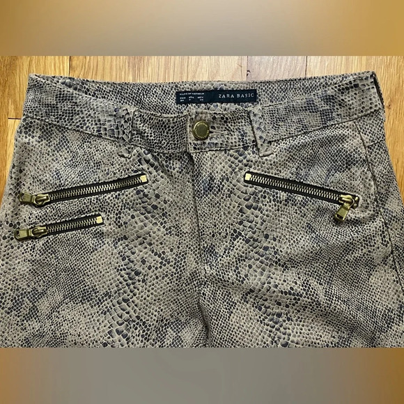 Zara Snake Print Zipper Detail Skinny Pants Size 2 - Picture 5 of 8